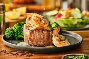 Filet* topped with Lemon Garlic Shrimp